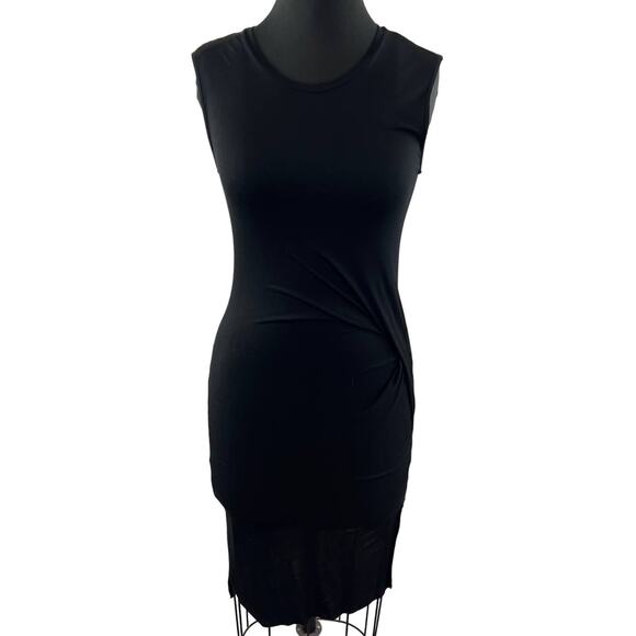 ALLSAINTS Marilla Black Sleeveless Round Neck Twist Side Bodycon Dress Size 2 - Picture 1 of 8